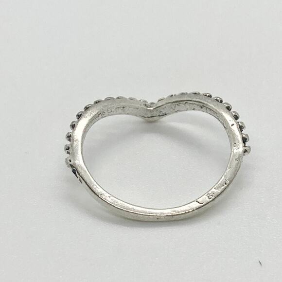 Size 6 Silver Tone Beaded Chevron Ring - Picture 5 of 8